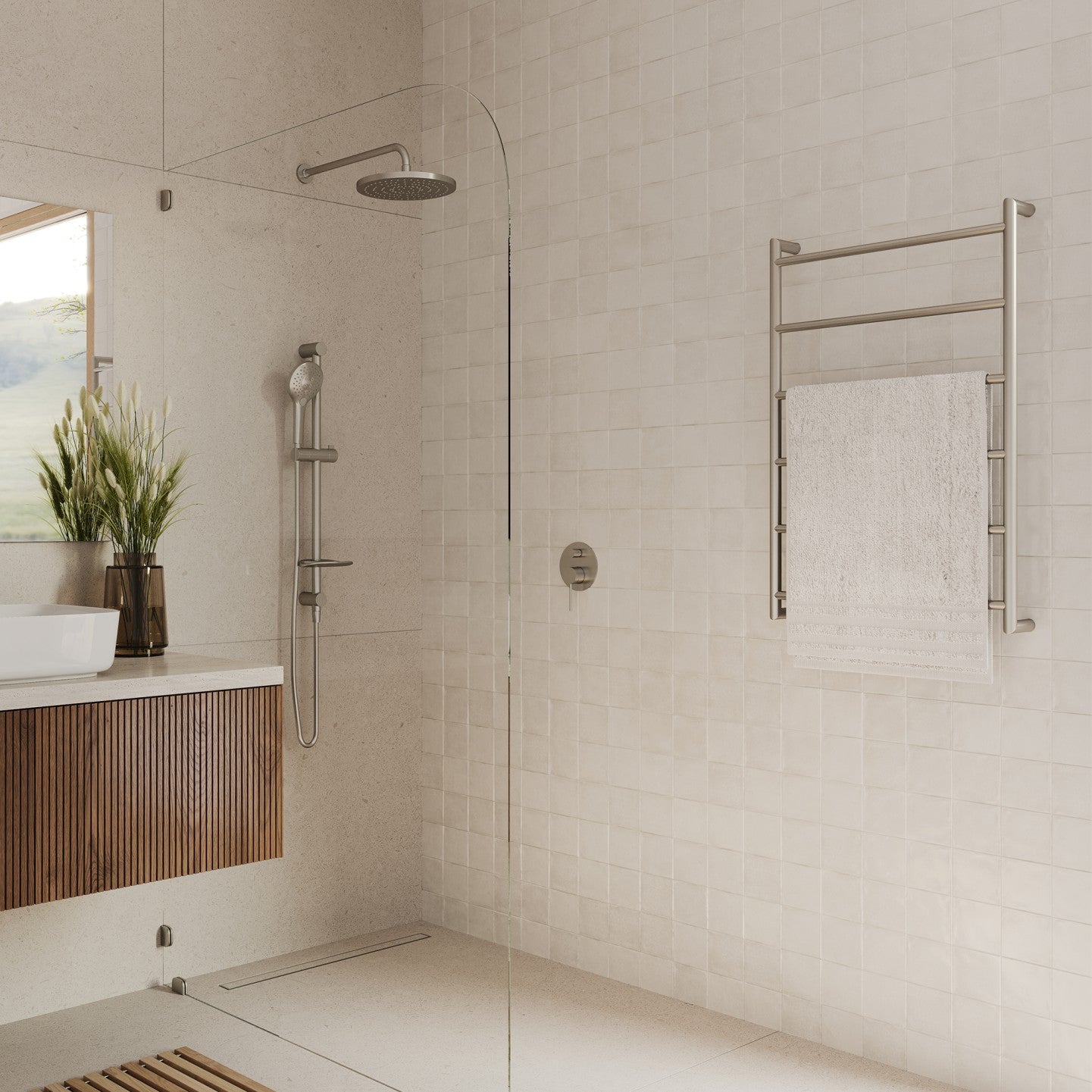 Oliveri VE6590BN Venice Heated Towel Ladder bathroom setting