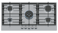 Bosch PCR9A5I90A Series 6 Stainless Steel 90cm Wide Gas Cooktop