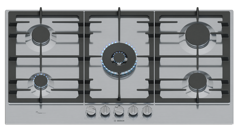 Bosch PCR9A5I90A Series 6 Stainless Steel 90cm Wide Gas Cooktop