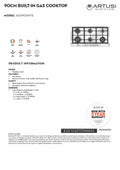 Artusi AGH90XFFD 90cm Gas Cooktop