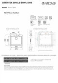 Artusi AGS571 57cm Wide Single Bowl Sink