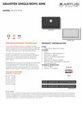 Artusi AGS791 79cm Wide Single Bowl Sink
