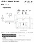 Artusi AGS791 79cm Wide Single Bowl Sink