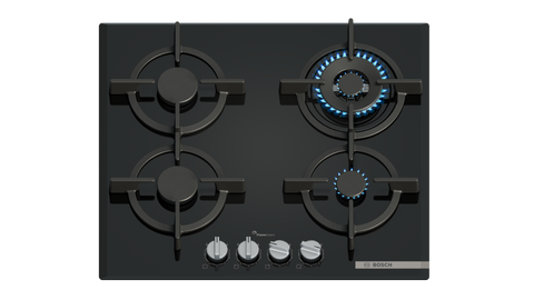 Bosch PPH6A6I10A Series 6 Black Glass 60cm Wide Gas Cooktop