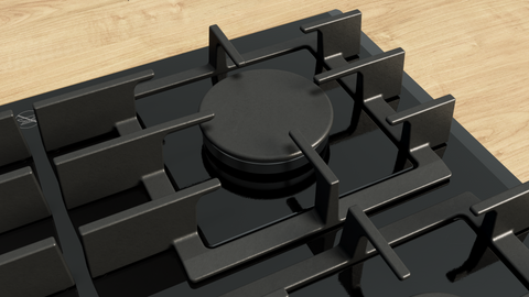 Bosch PPM9A6I40A Series 6 Black Glass 90cm Wide Gas Cooktop
