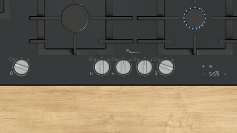 Bosch PRS9A6H40A Series 8 Black Glass 90cm Wide Gas Cooktop