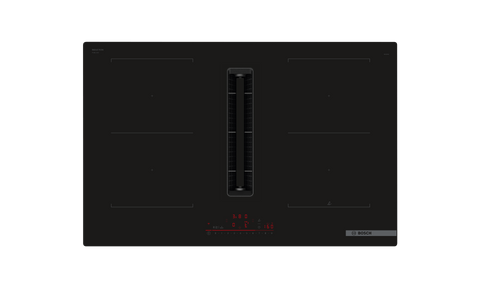 Bosch PVQ811H26E Series 6 Black Glass 80cm Wide Cooktop With Integrated Ventilation