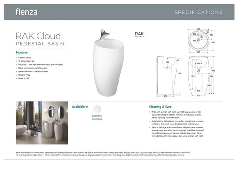 RAK Ceramics 5001500A Cloud Pedestal Basin