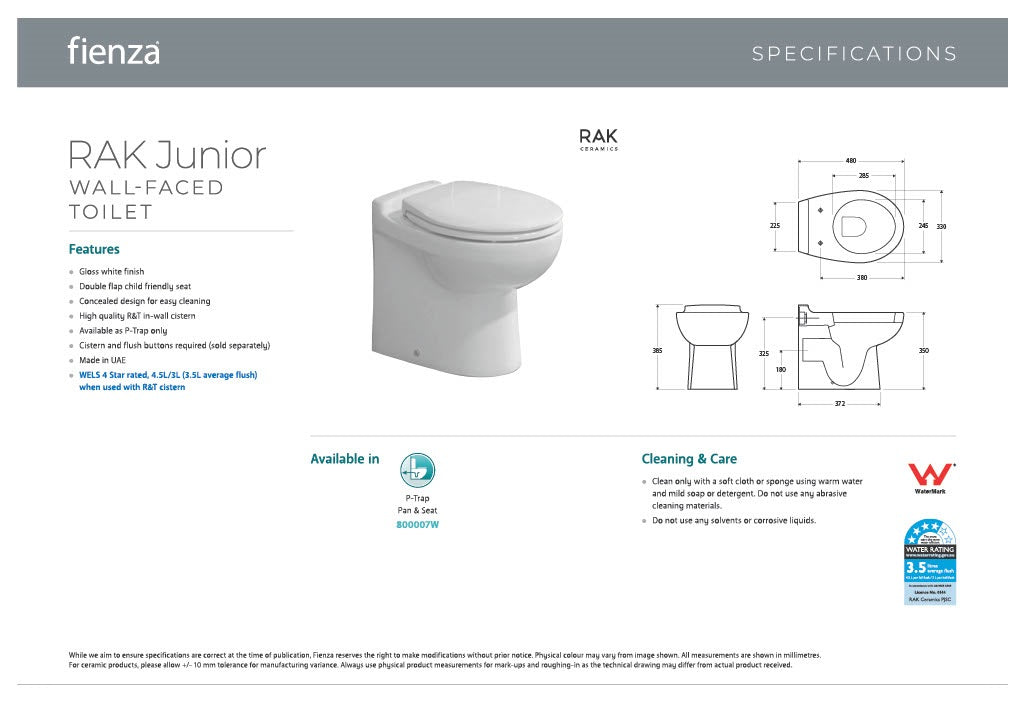 Rak Ceramics 807707W Junior Wall-Faced Toilet Suite – 8Appliances