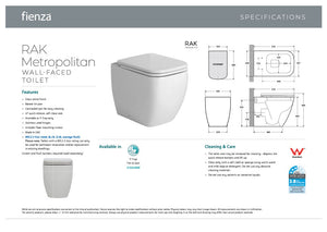 Rak Ceramics 510048W Metropolitan Wall-Faced Toilet Suite