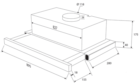 Kleenmaid RHSOR91 90cm wide Slide Out Recirculating Venting Rangehood