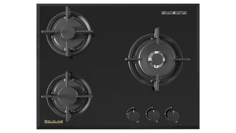 Goldline SAB603S 60cm Wide Black Glass Gas Cooktop