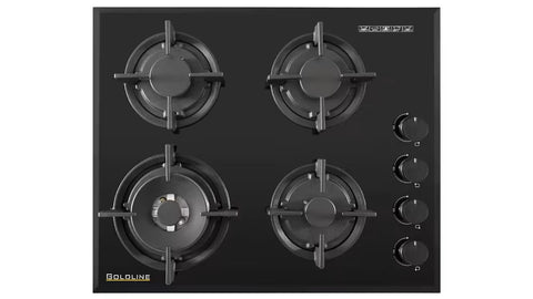 Goldline SAB704S 70cm Wide Black Glass Gas Cooktop