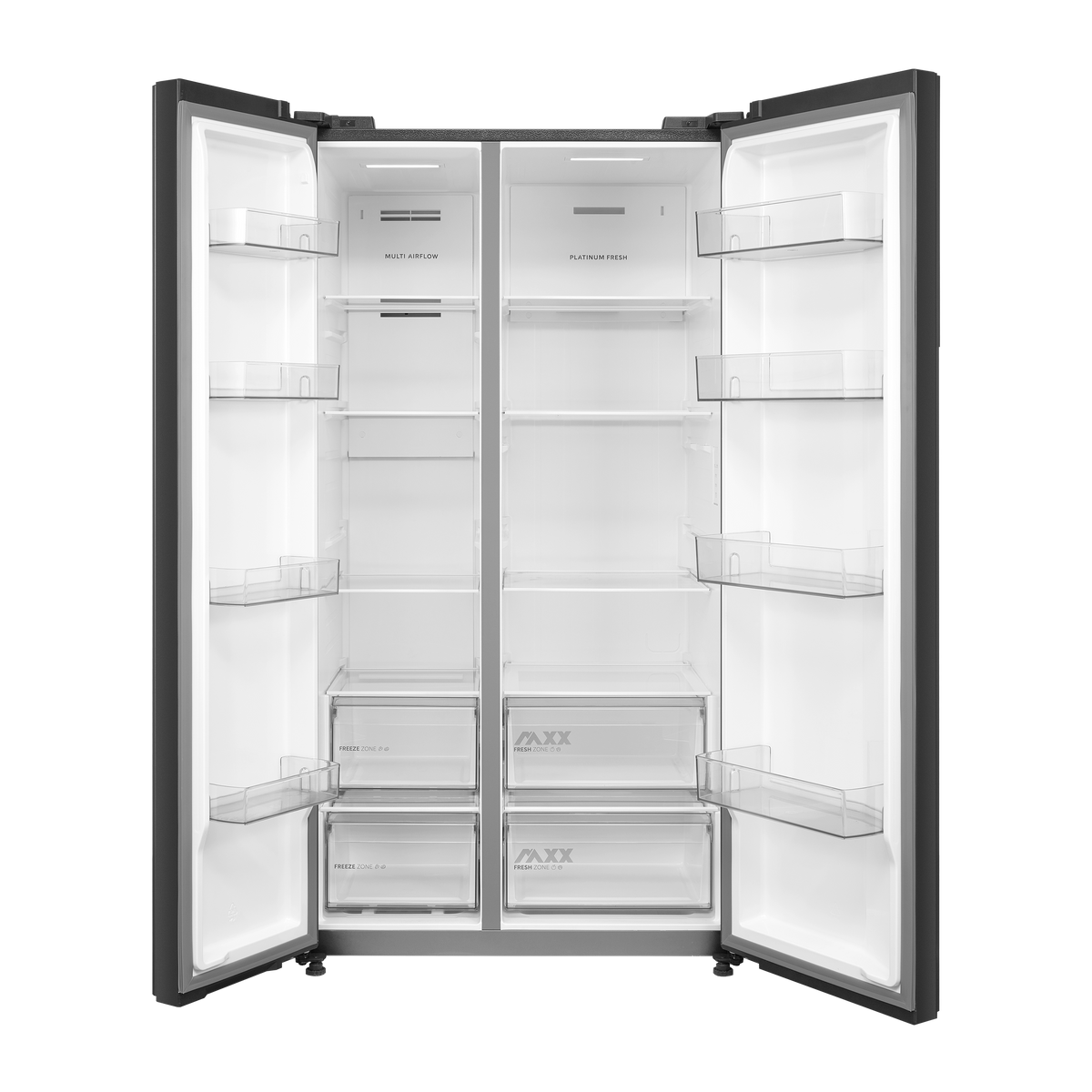 Midea MDRS925FIM45AP side by side fridge with doors open