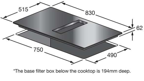 Kleenmaid ICTFX9042 90cm wide Induction Cooktop with Integrated Air Extraction System