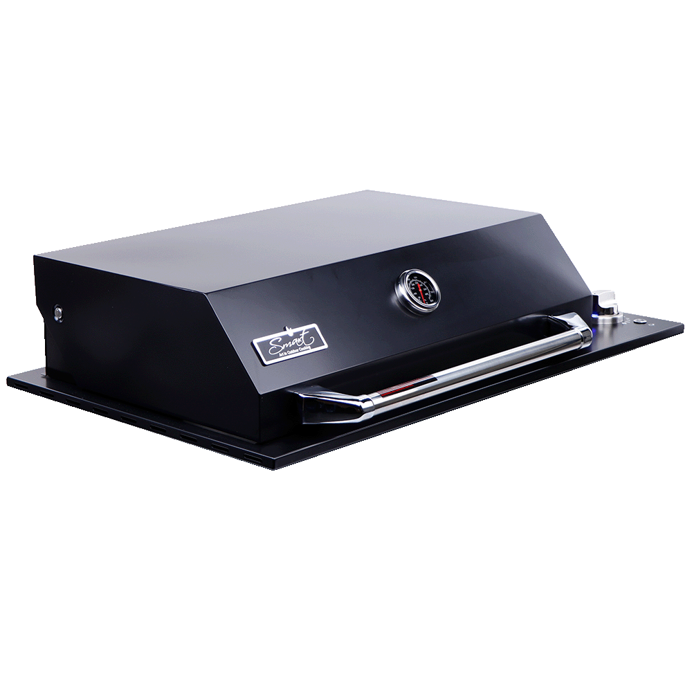 Smart 4000DG-SL-BLK drop-in gas BBQ in black with slimline hood closed