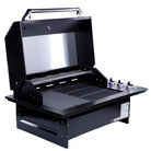 Smart 4000DG-SL-BLK drop-in gas BBQ in black angled view with hood open