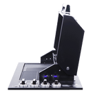 Smart 4000DG-SL-BLK drop-in gas BBQ in black side angle with hood fully open