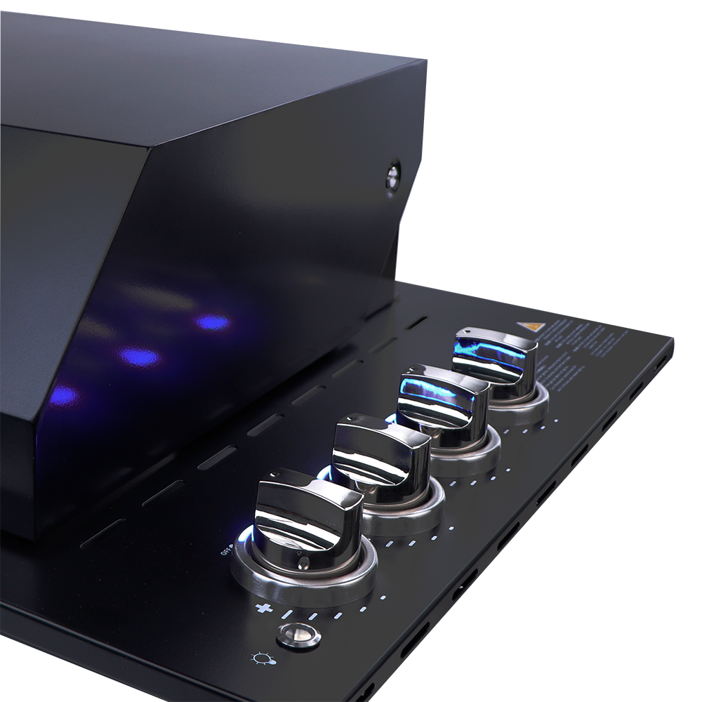 Smart 4000DG-SL-BLK drop-in gas BBQ black control panel with blue LED knobs