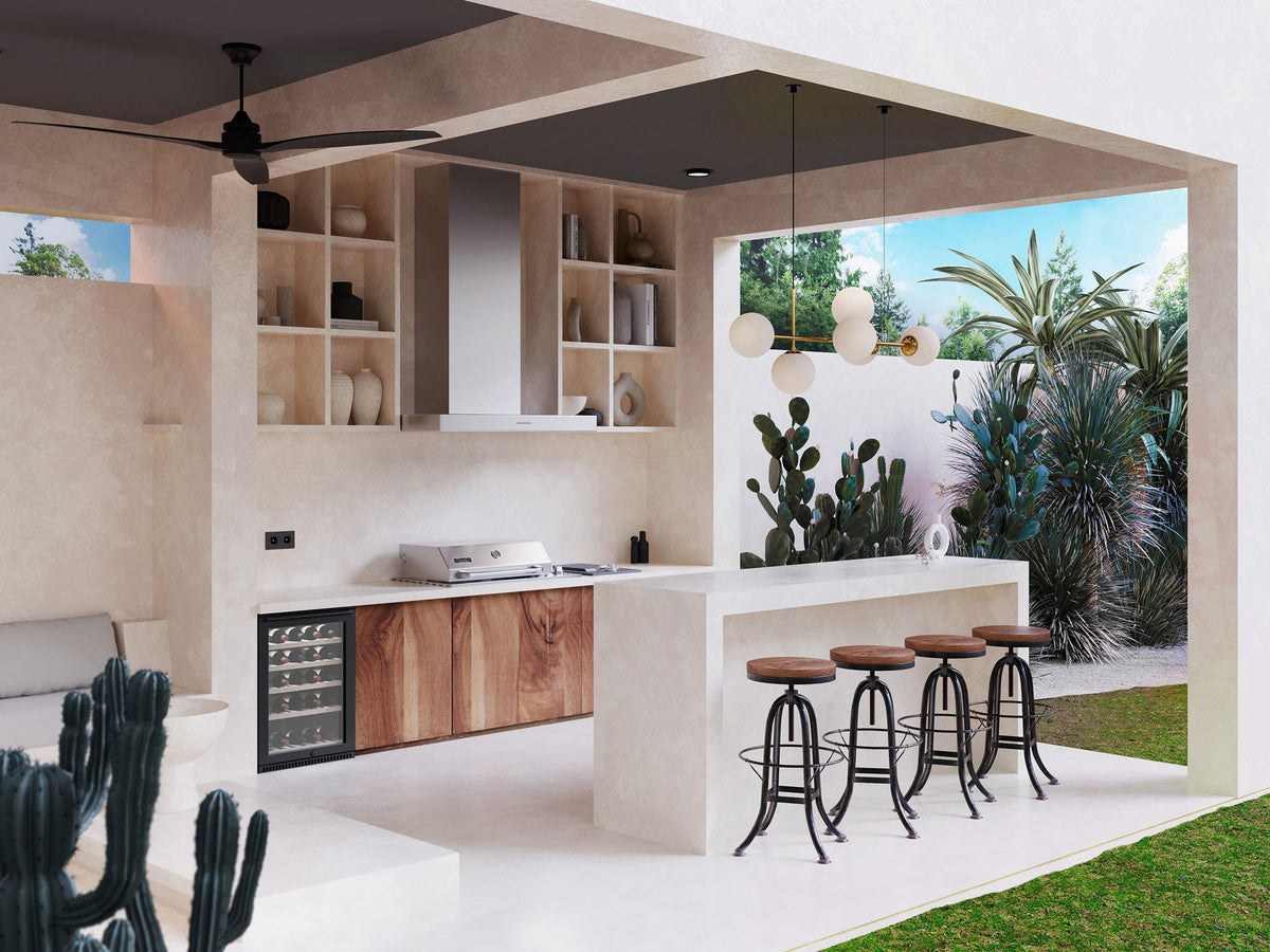 Smart drop-in gas BBQ installed in a modern outdoor alfresco kitchen