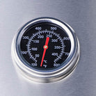 Smart drop-in gas BBQ integrated hood thermometer close-up