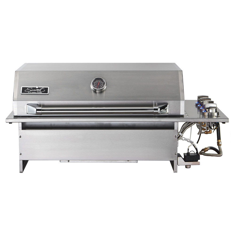 Smart 4000DG-SL-SS drop-in gas BBQ front view with hood closed