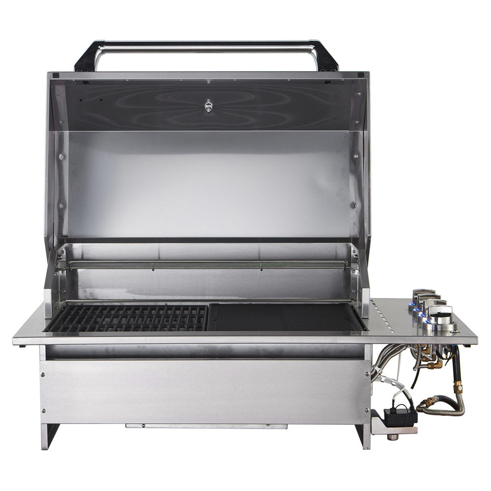 Smart 4000DG-SL-SS drop-in gas BBQ front view with hood open