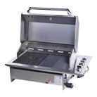 Smart 4000DG-SL-SS drop-in gas BBQ front right angle with hood open