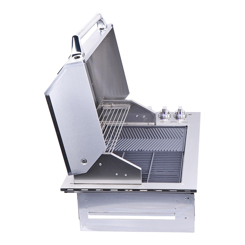 Smart 4000DG-SL-SS drop-in gas BBQ left side view with hood open