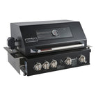 Smart 401WB 4 burner built-in gas BBQ with rotisserie in black, front left view with hood closed