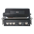 Smart 401WB black built-in gas BBQ front view with hood closed and control knobs