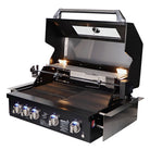 Smart 401WB black built-in gas BBQ with open hood and under-hood lighting