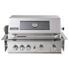 Smart 401WB stainless steel built-in gas BBQ front view with hood closed and control knobs