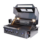 Smart 401WB stainless steel built-in gas BBQ with lit interior and blue LED control knobs