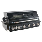 Smart 601WB 6 burner built-in gas BBQ with rotisserie in black, front left view with hood closed