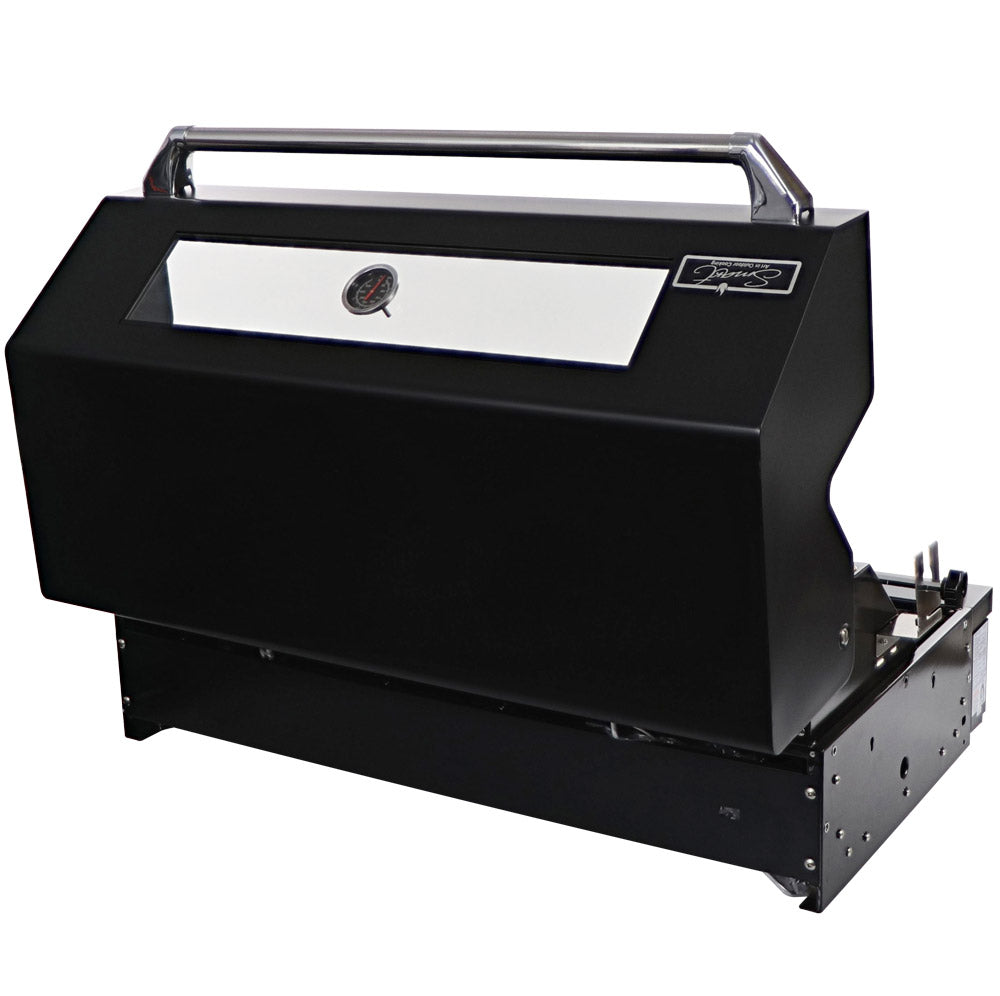 Smart 601WB black built-in gas BBQ rear three-quarter view with hood closed