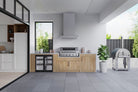 Smart 601WB built-in gas BBQ in a modern outdoor kitchen with rangehood and pizza oven