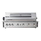 Smart 601WB stainless steel built-in gas BBQ front view with hood closed and six control knobs