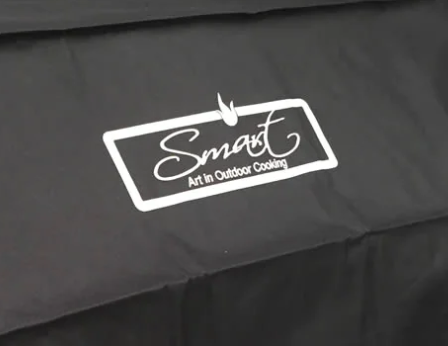Smart logo on the dark fabric 8A37000102 cover for the 601WB built-in BBQ