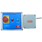 Smart CAPIL BBQ interlock system Air Check control box with emergency stop, power and gas valve lights beside the air sensing unit