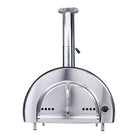 Smart PW01 wood fired pizza oven front view with arched door and chimney