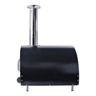 Smart PW01 wood fired pizza oven side angle showing black textured dome