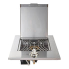 Smart SMA-DSG0010-SS drop-in side burner front view with lid open and cooking grid