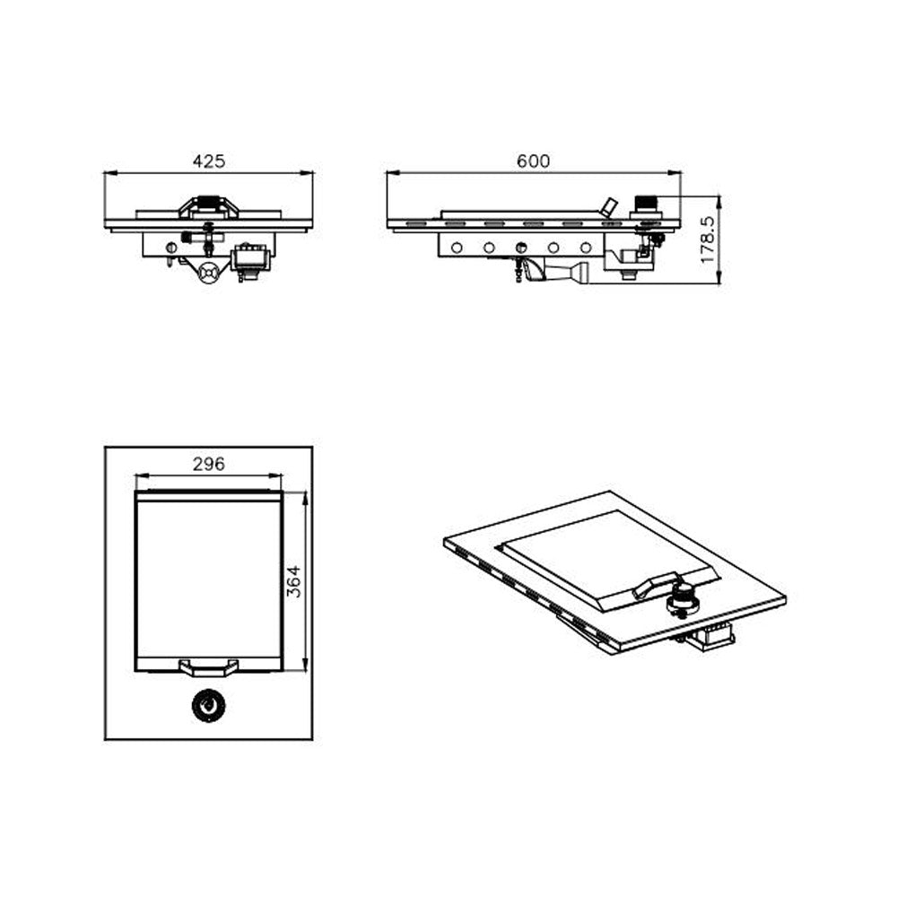 Smart SMA-DSG0010 drop-in side burner dimensional drawing