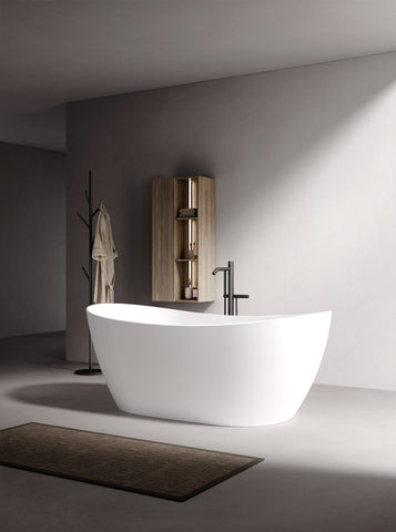 Kaskade VX100-1625 Diane Freestanding Oval Stone Bath with Overflow