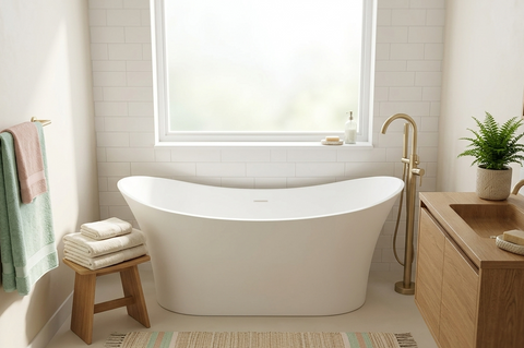 Kaskade VX32-1725 Freestanding Stone Bath with Overflow