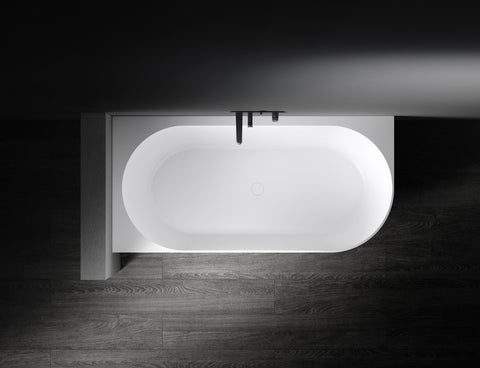 Kaskade Bianca Back to Wall Stone Bath with Overflow
