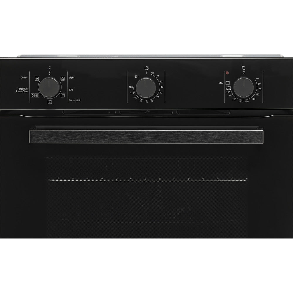 Whirlpool W3OMK35HR0BA black 60cm oven angled view