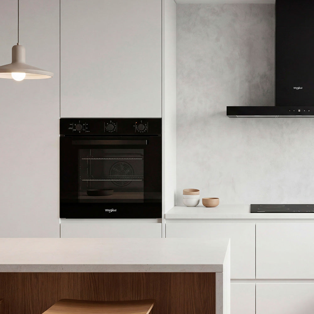 Whirlpool W3OMK35HR0BA black oven lifestyle image