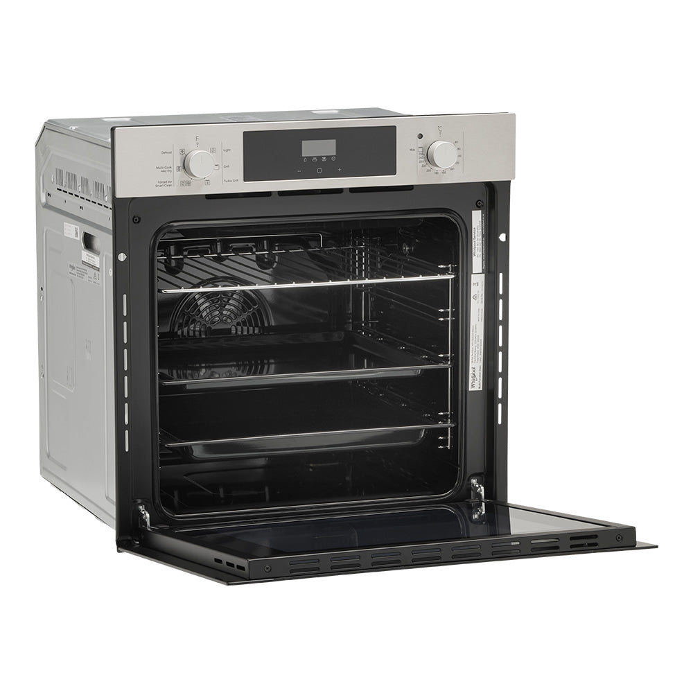 Whirlpool W3OMK55HR0XC stainless steel oven detail view